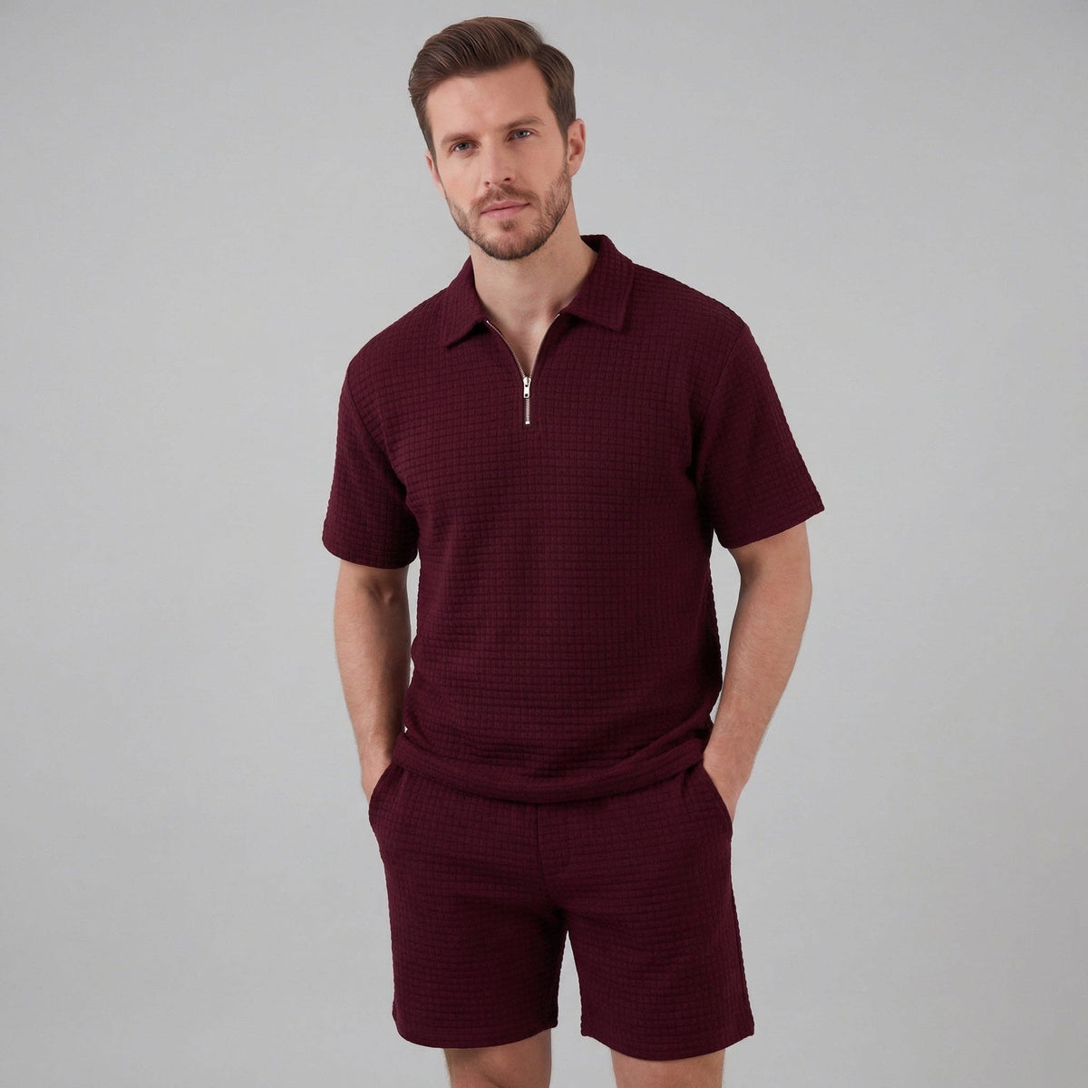 Herren Waffelstrickset mit Reißverschluss | Elias