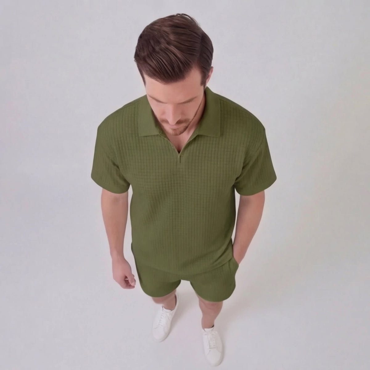 Herren Waffelstrickset mit Reißverschluss | Elias