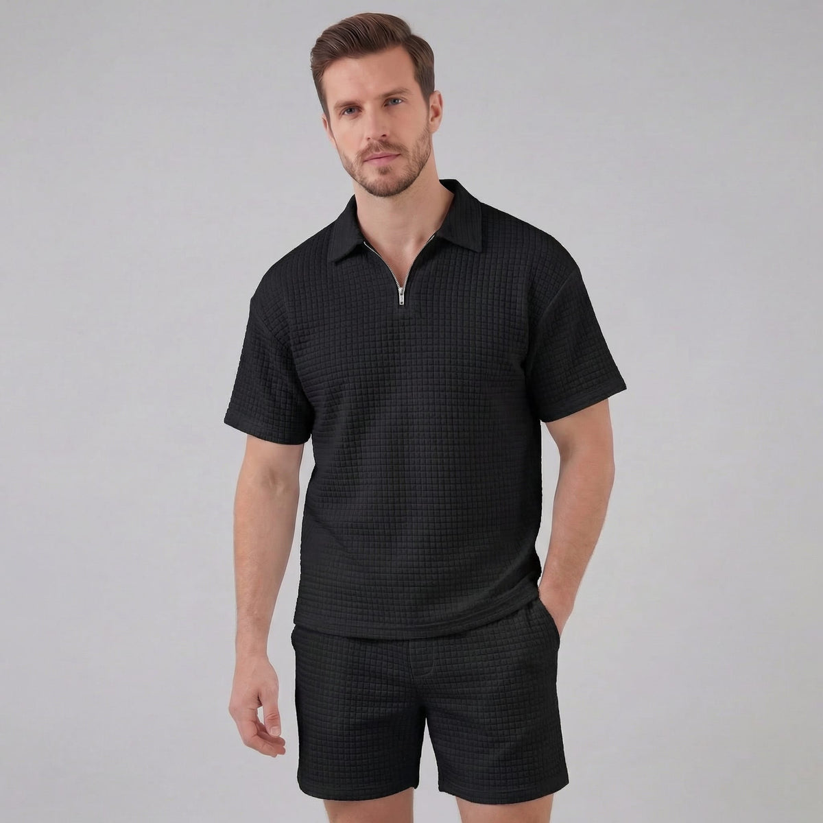 Herren Waffelstrickset mit Reißverschluss | Elias_20