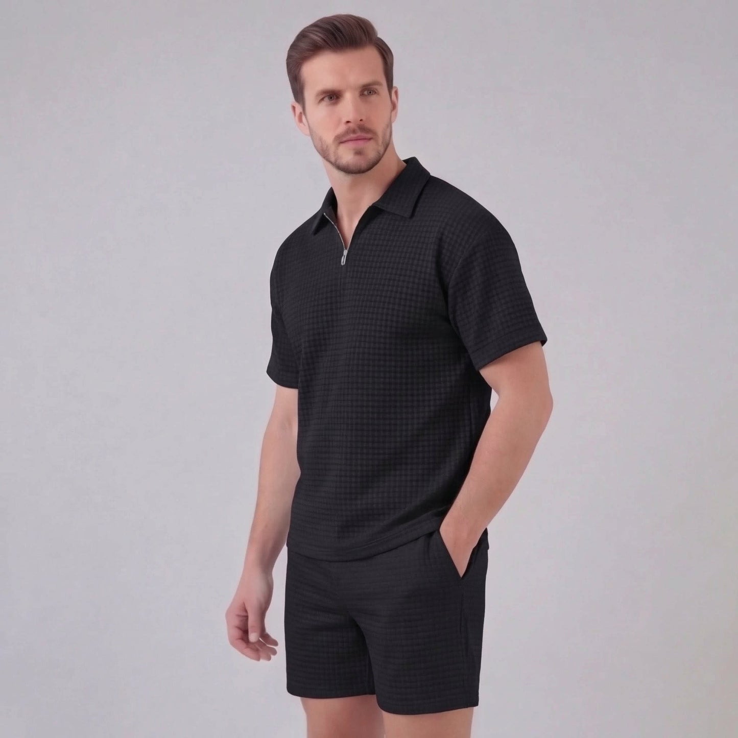 Herren Waffelstrickset mit Reißverschluss | Elias_21