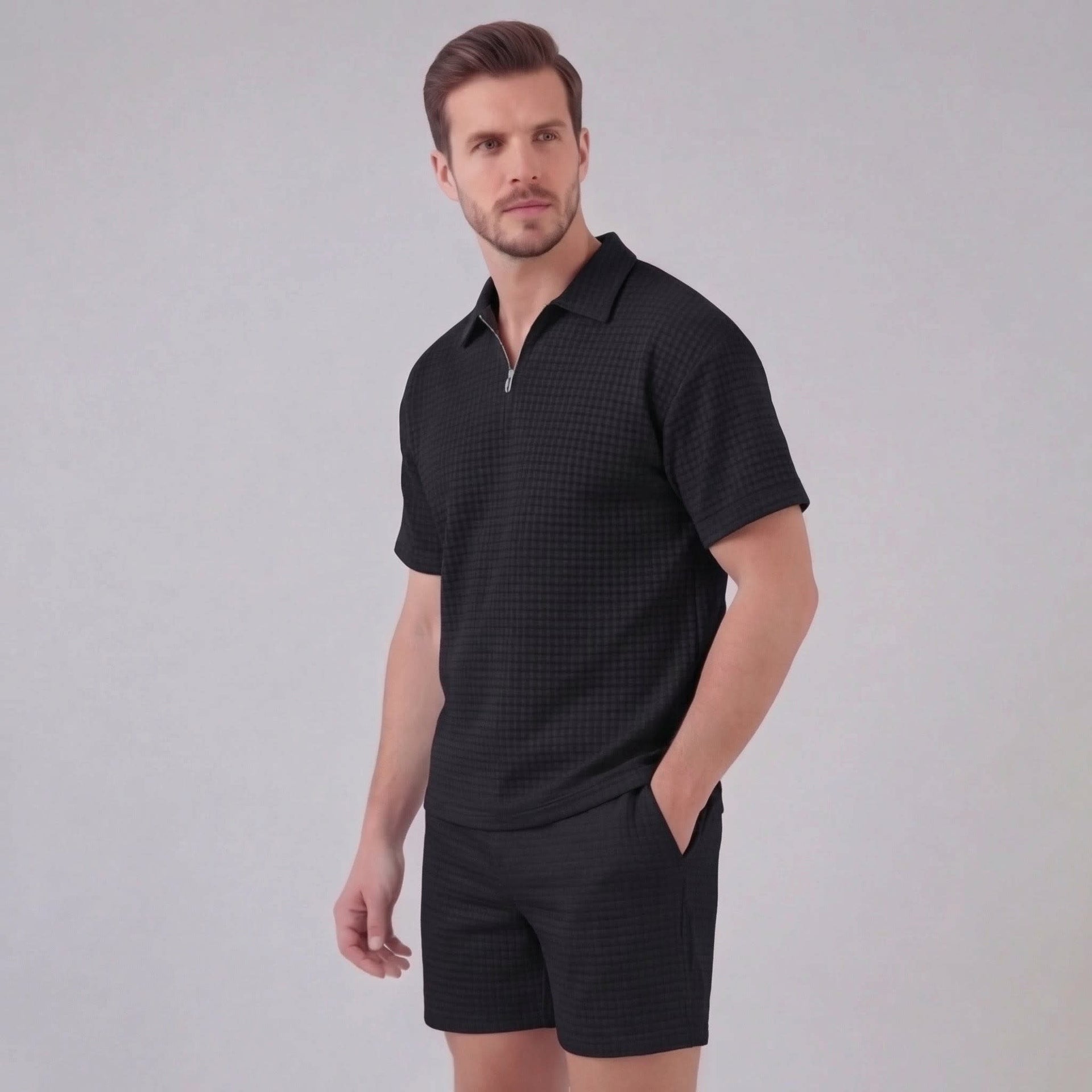Herren Waffelstrickset mit Reißverschluss | Elias