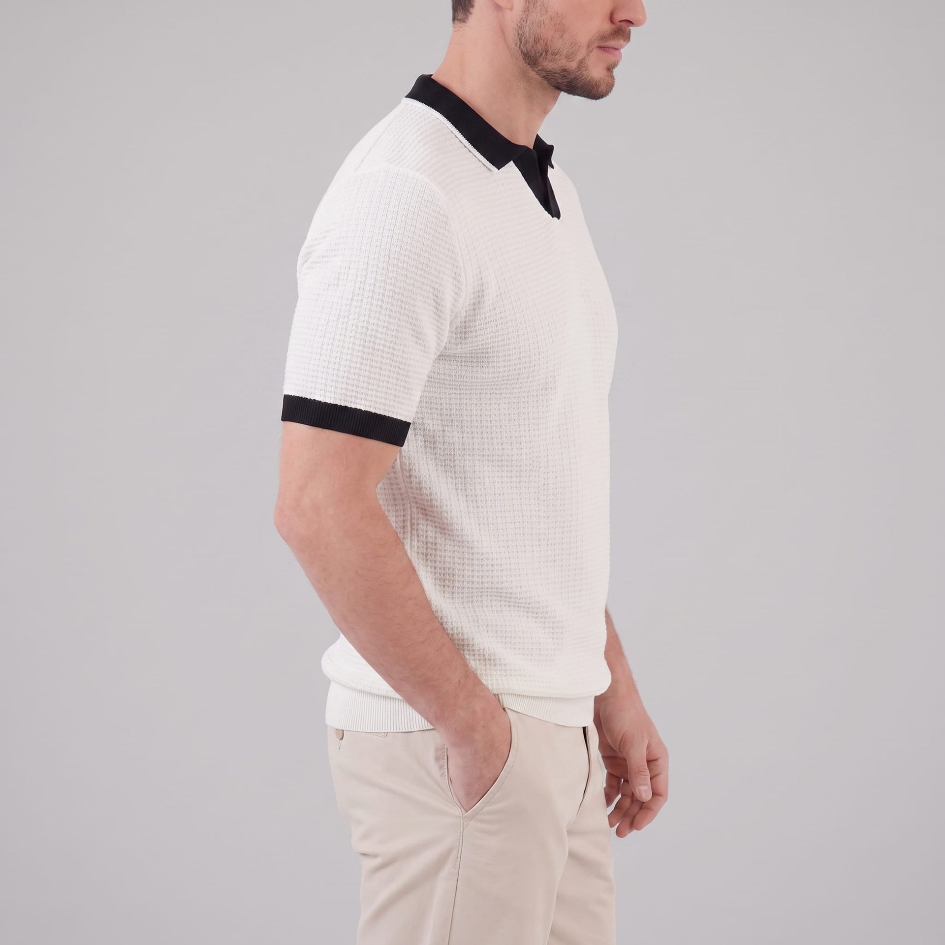 Herren Strickpolo mit Kontrastkragen | Raimund