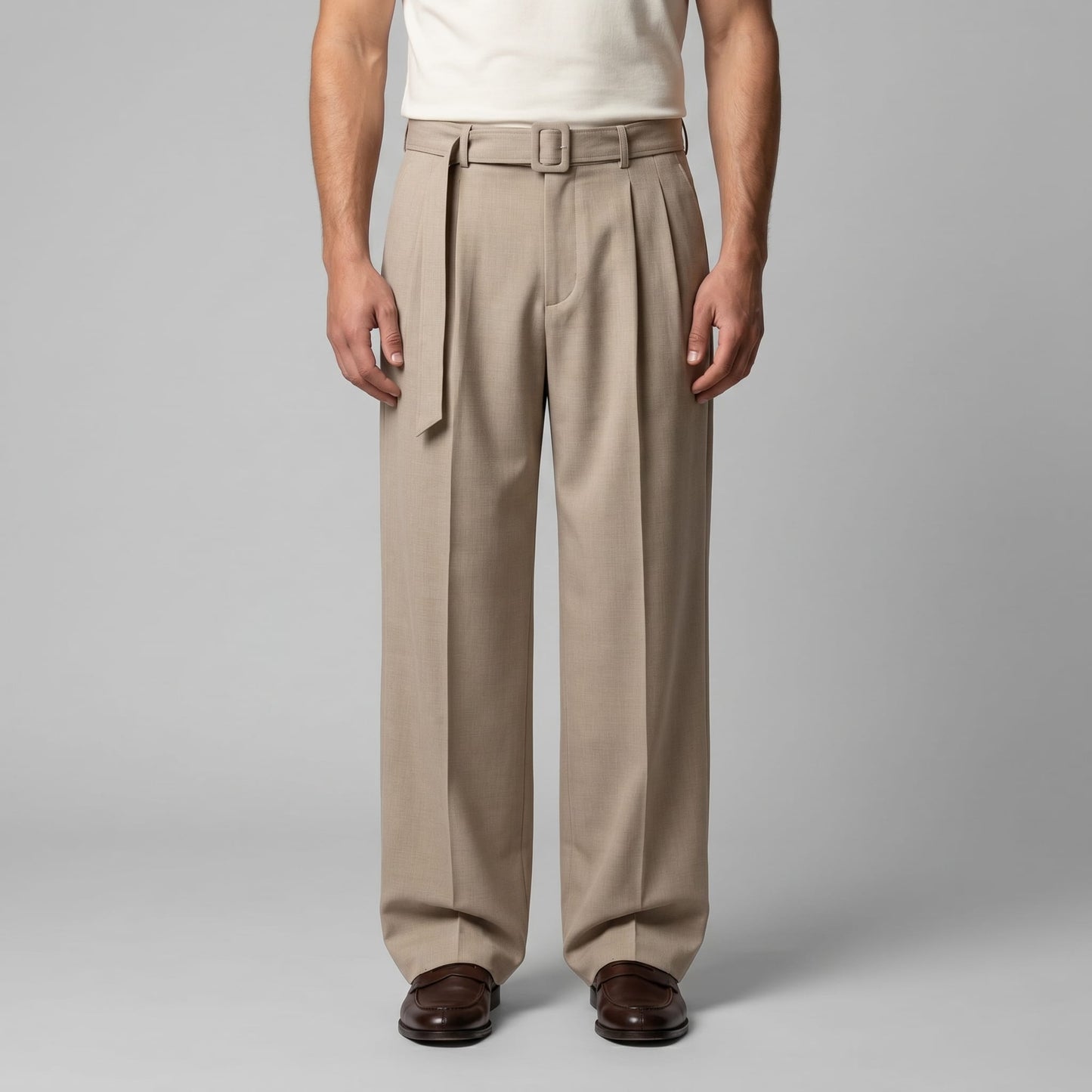 Herren Bundfaltenhose mit Stoffgürtel | Artur_11
