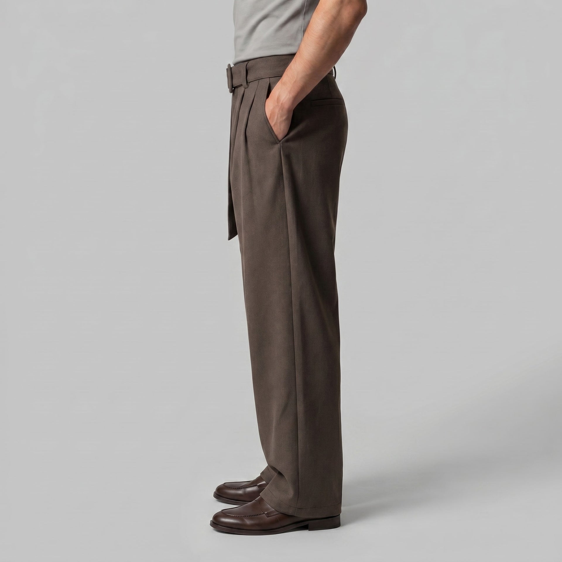 Herren Bundfaltenhose mit Stoffgürtel | Artur