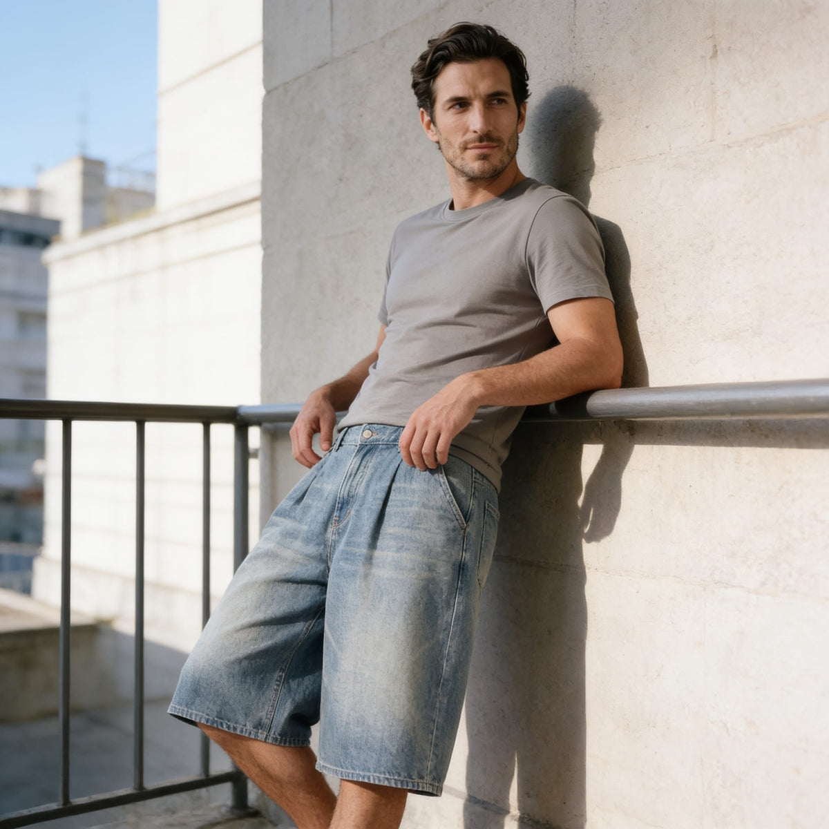 Herren Jeansshorts mit weitem Bein und Fünf-Taschen-Schnitt | Diethelm_6