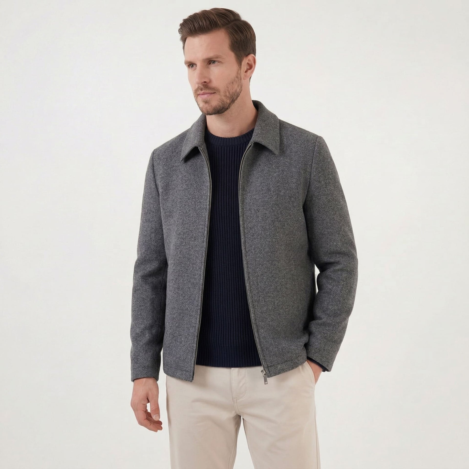 Herren Wolljacke mit Hemdkragen | Anselm