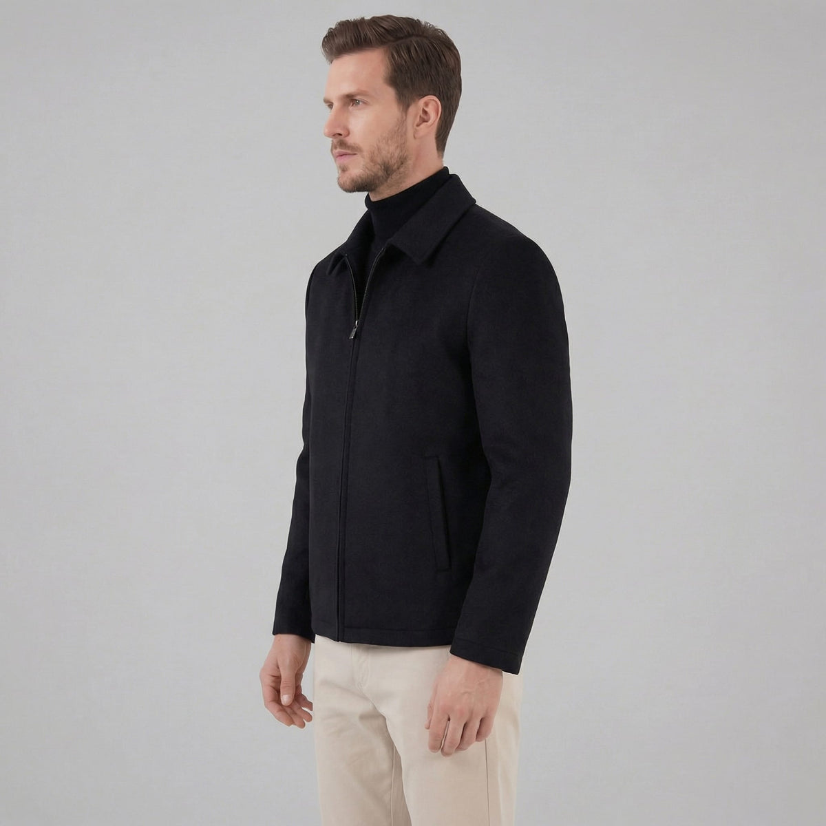Herren Wolljacke mit Hemdkragen | Anselm