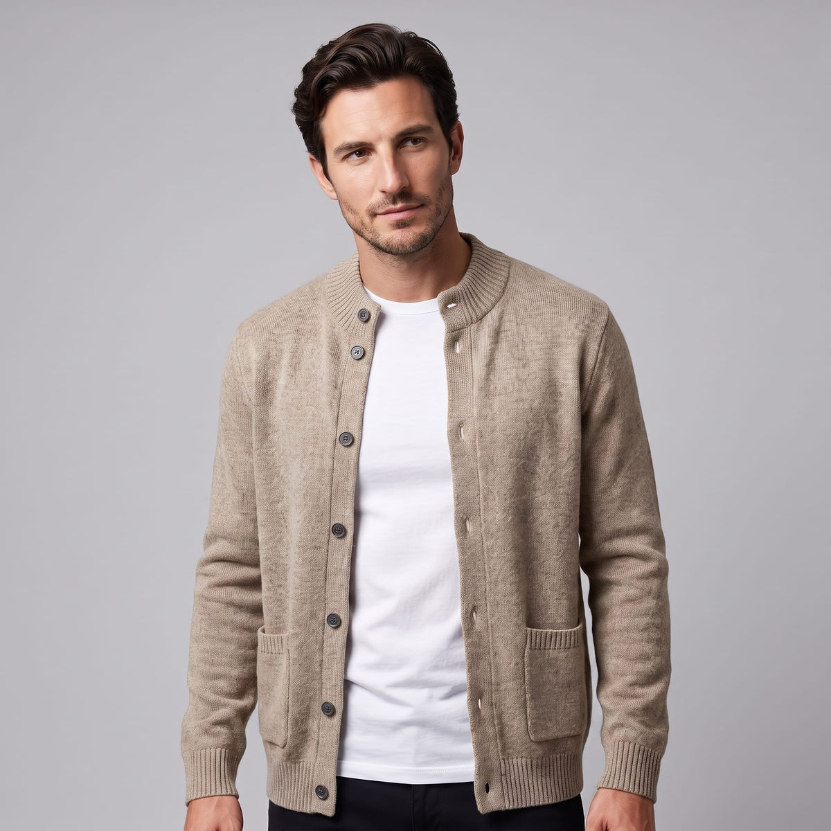 Herren Wollstrickjacke mit Stehkragen | Theodor_1