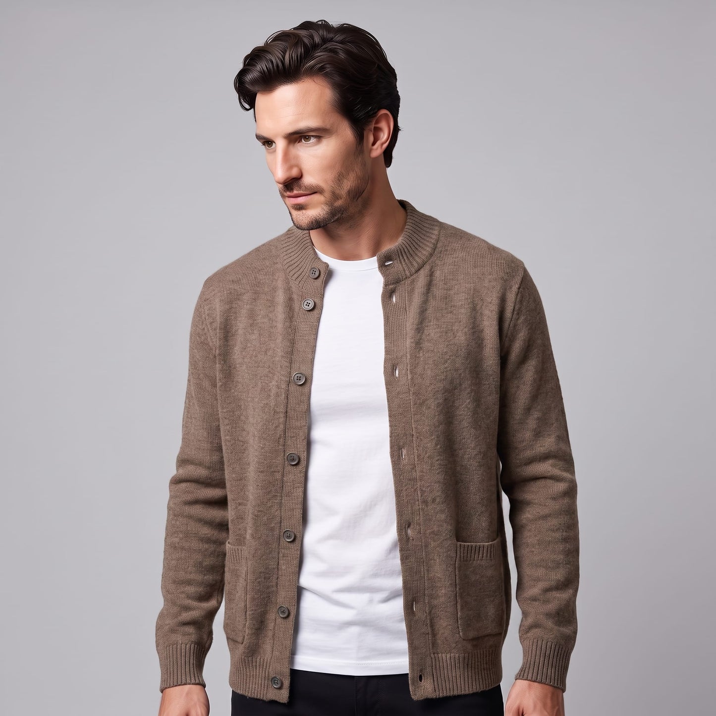 Herren Wollstrickjacke mit Stehkragen | Theodor_13