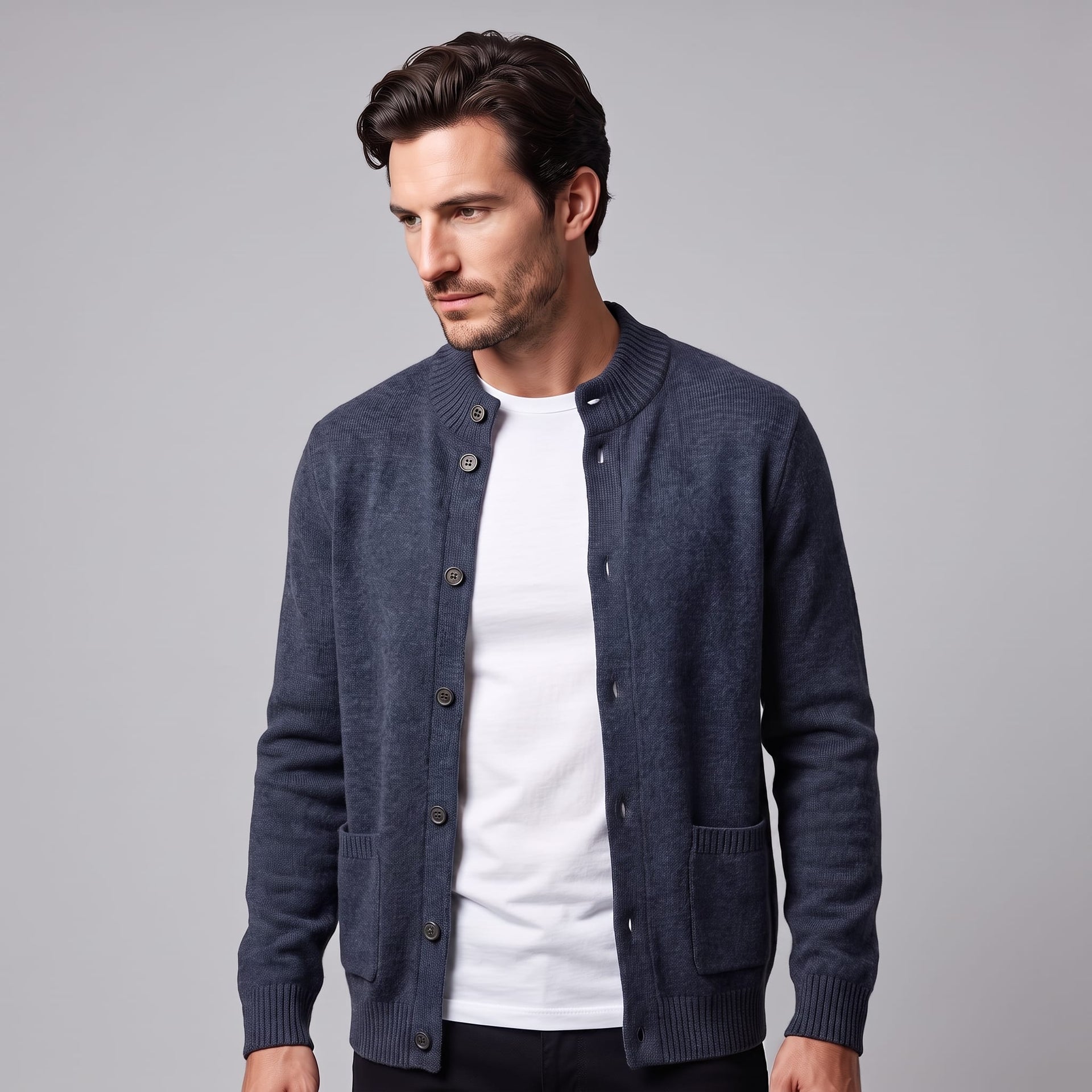 Herren Wollstrickjacke mit Stehkragen | Theodor