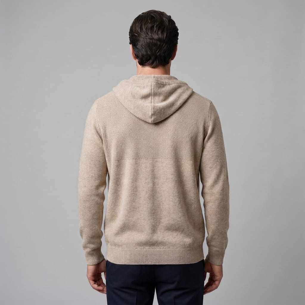 Herren Wollstrickjacke mit Kapuze und Reißverschluss | Thilo_13