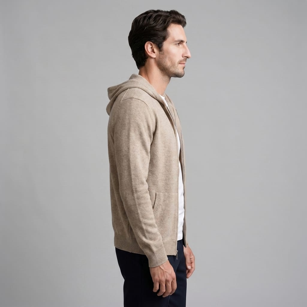 Herren Wollstrickjacke mit Kapuze und Reißverschluss | Thilo_14