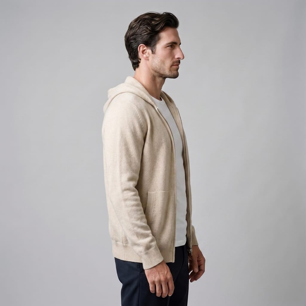 Herren Wollstrickjacke mit Kapuze und Reißverschluss | Thilo_19