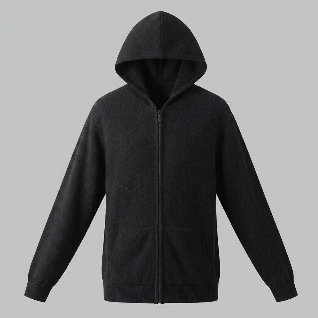 Herren Wollstrickjacke mit Kapuze und Reißverschluss | Thilo_22