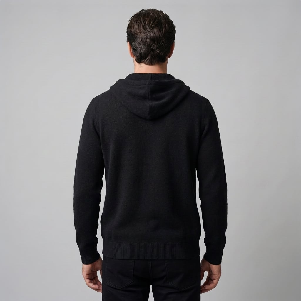 Herren Wollstrickjacke mit Kapuze und Reißverschluss | Thilo