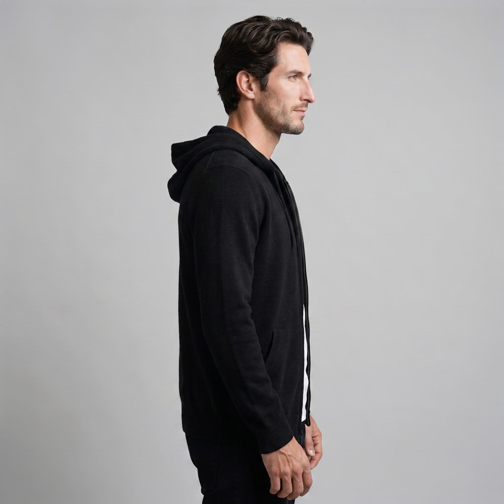 Herren Wollstrickjacke mit Kapuze und Reißverschluss | Thilo_24