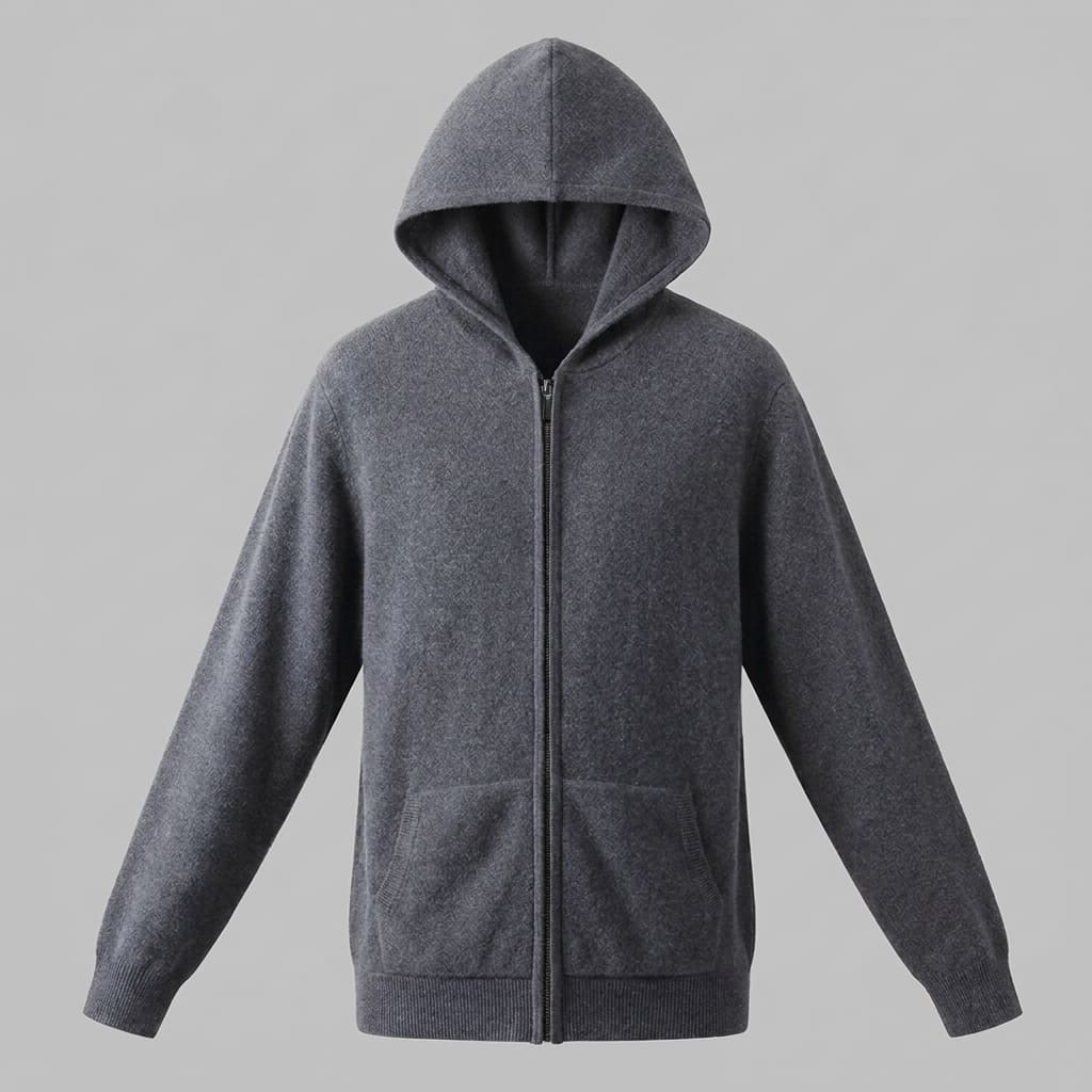 Herren Wollstrickjacke mit Kapuze und Reißverschluss | Thilo_27