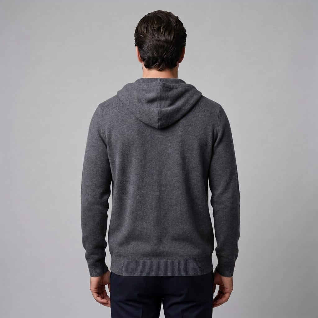 Herren Wollstrickjacke mit Kapuze und Reißverschluss | Thilo_28