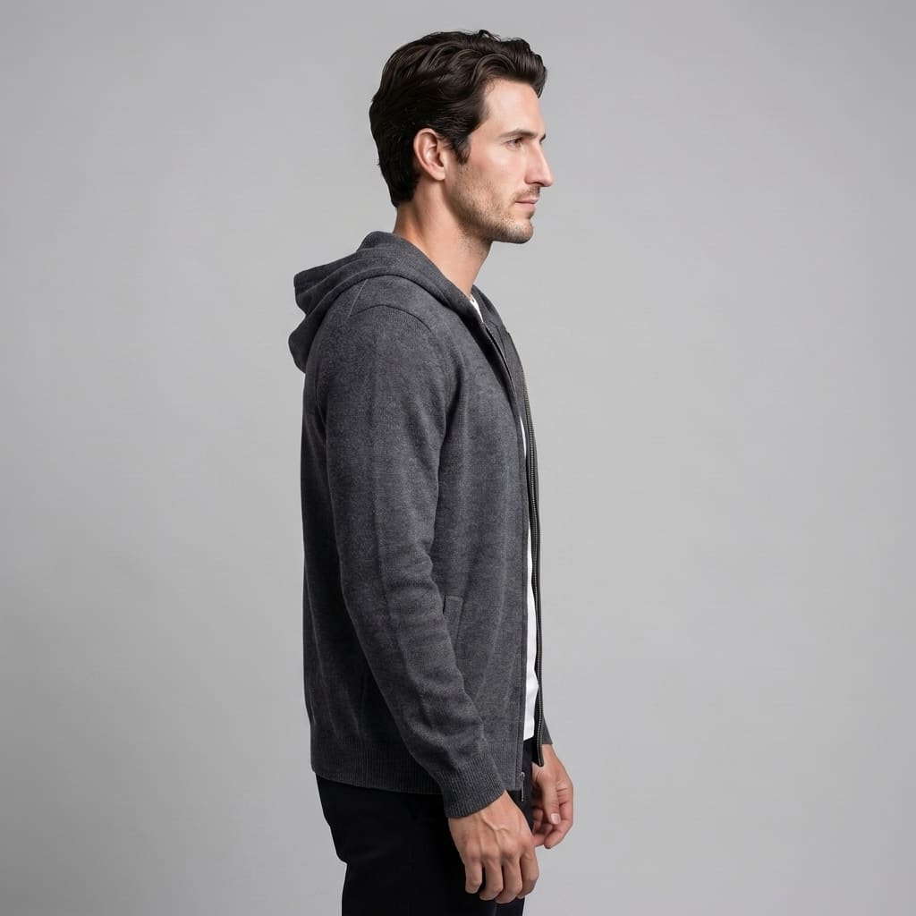 Herren Wollstrickjacke mit Kapuze und Reißverschluss | Thilo