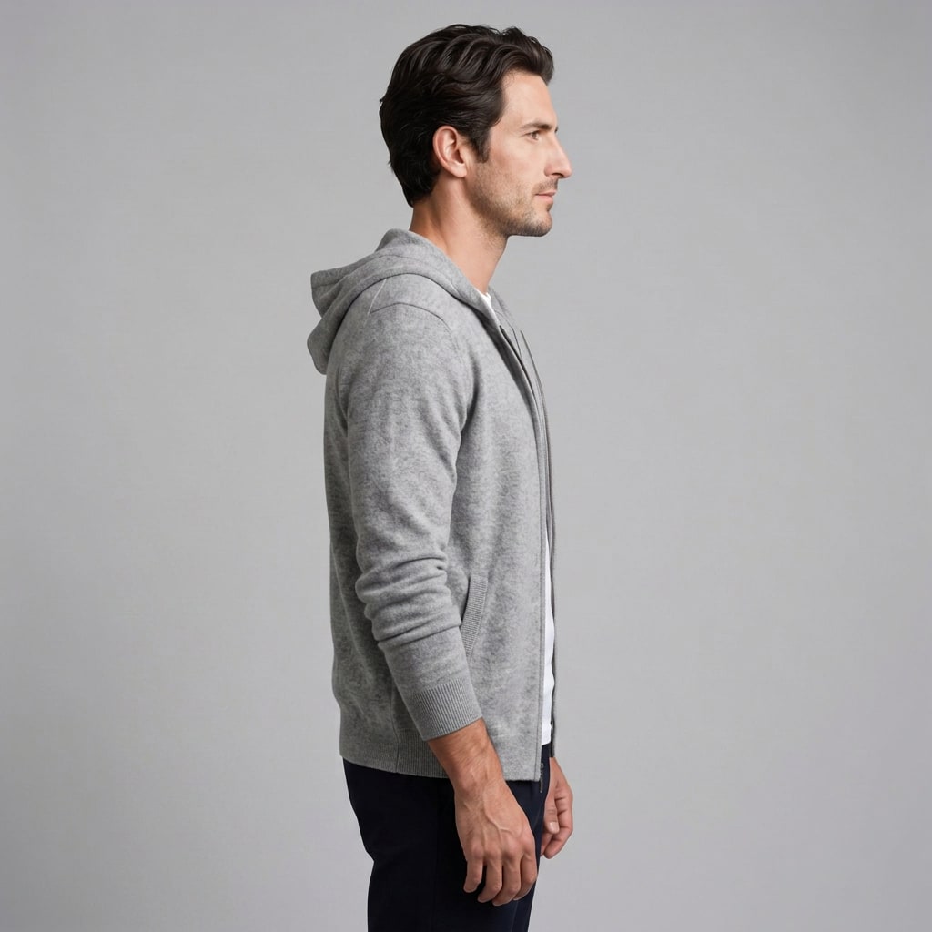 Herren Wollstrickjacke mit Kapuze und Reißverschluss | Thilo_4