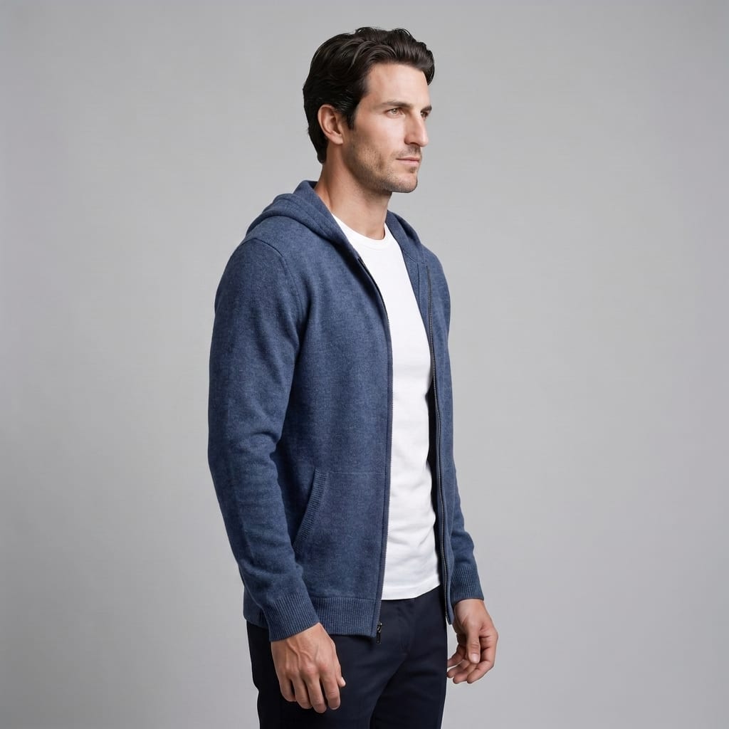 Herren Wollstrickjacke mit Kapuze und Reißverschluss | Thilo