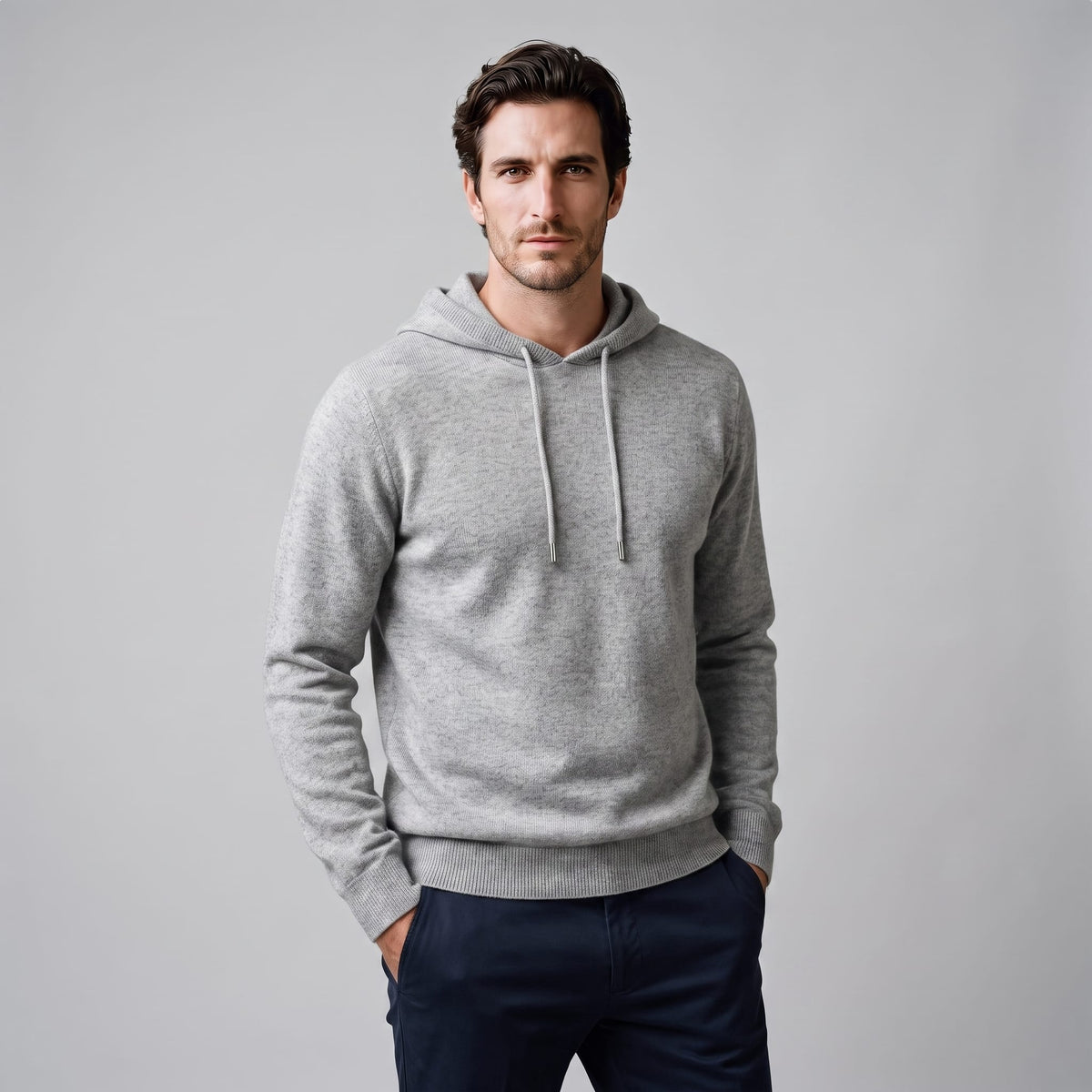 Herren Wollpullover mit Kapuze und Kordelzug | Thomas
