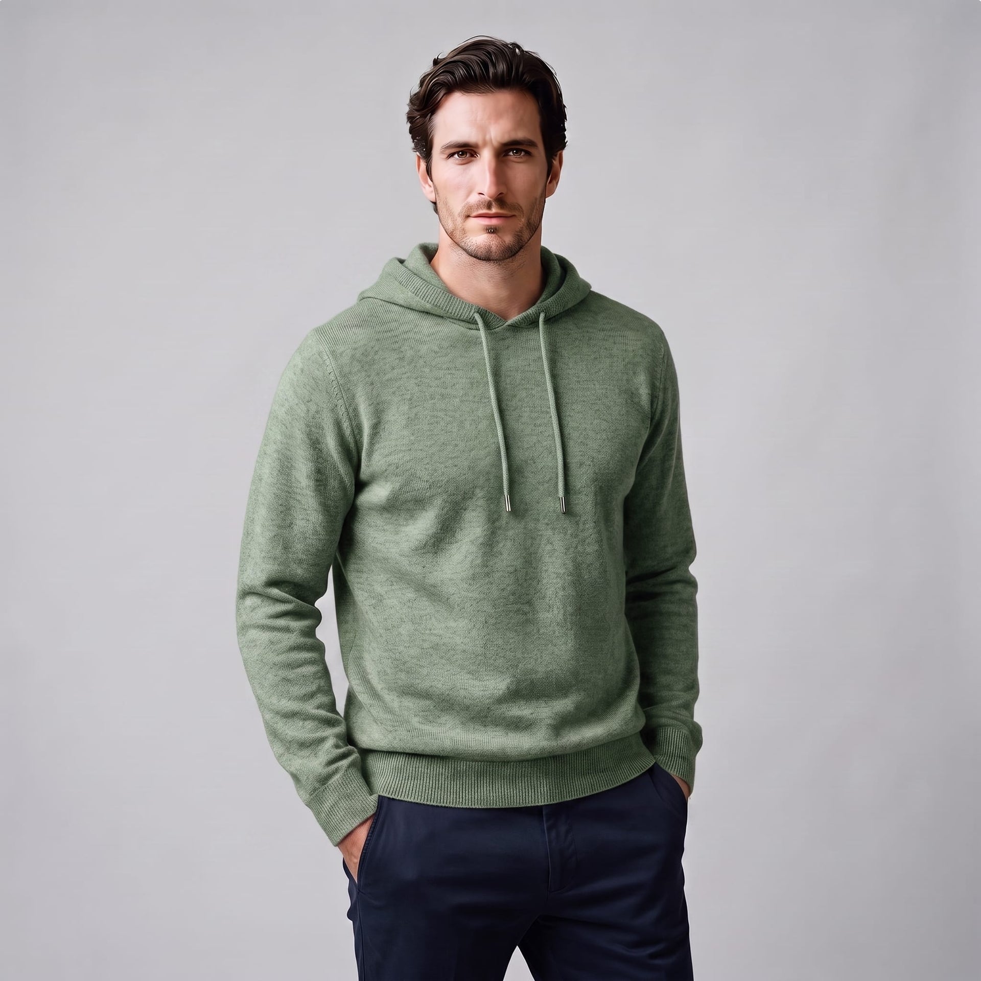 Herren Wollpullover mit Kapuze und Kordelzug | Thomas