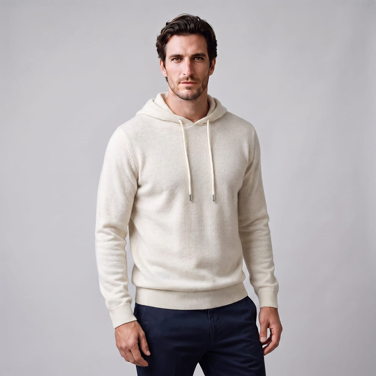 Herren Wollpullover mit Kapuze und Kordelzug | Thomas