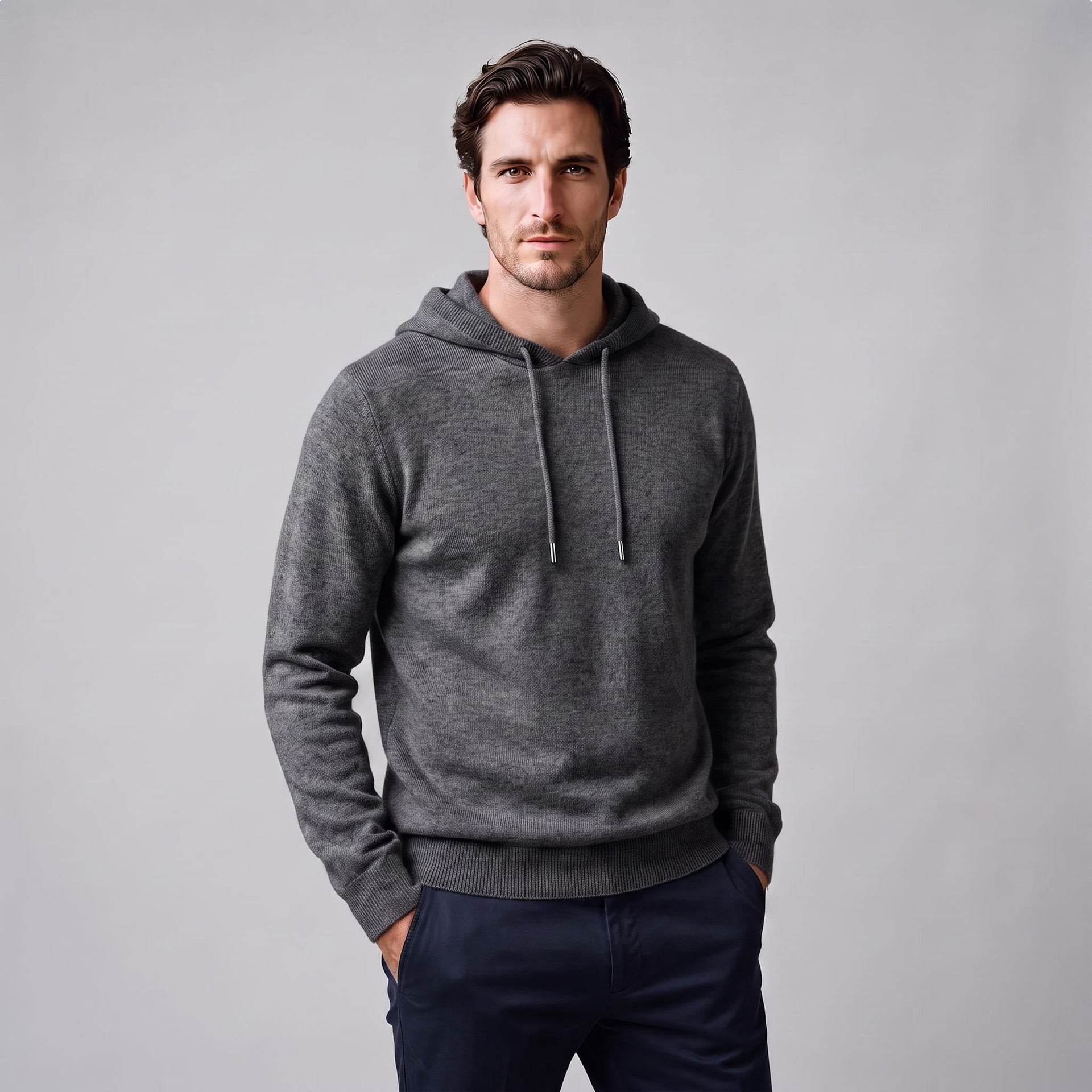 Herren Wollpullover mit Kapuze und Kordelzug | Thomas