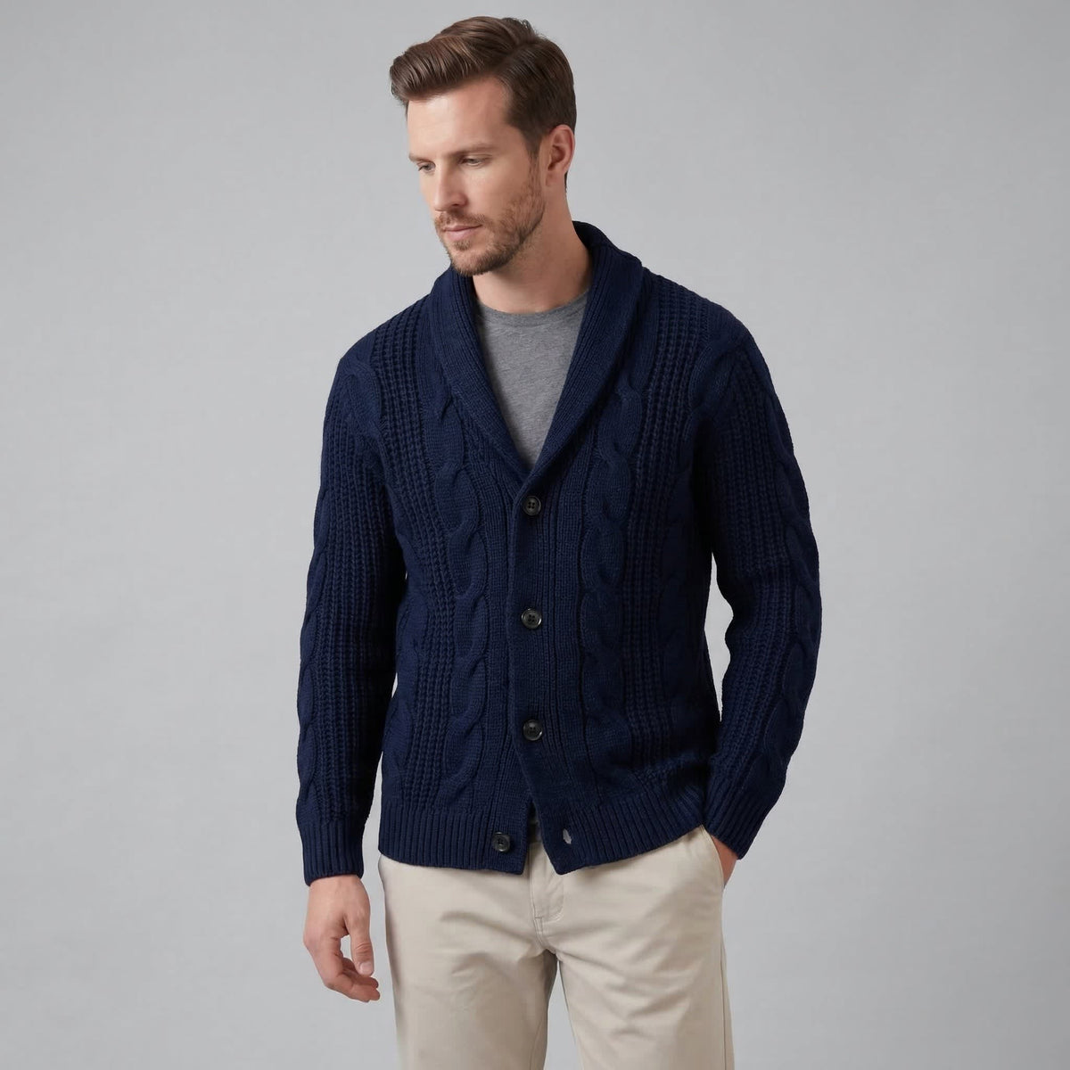Herren Wollstrickjacke mit Schalkragen | Thorsten_1