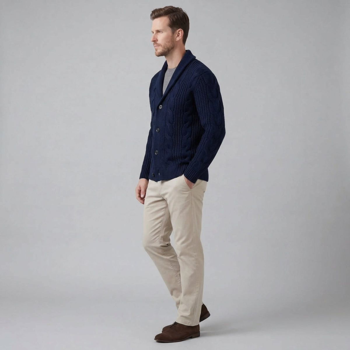 Herren Wollstrickjacke mit Schalkragen | Thorsten_4