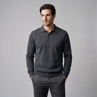 Herren Wollpoloshirt Langarm mit Knopfleiste | Tilman
