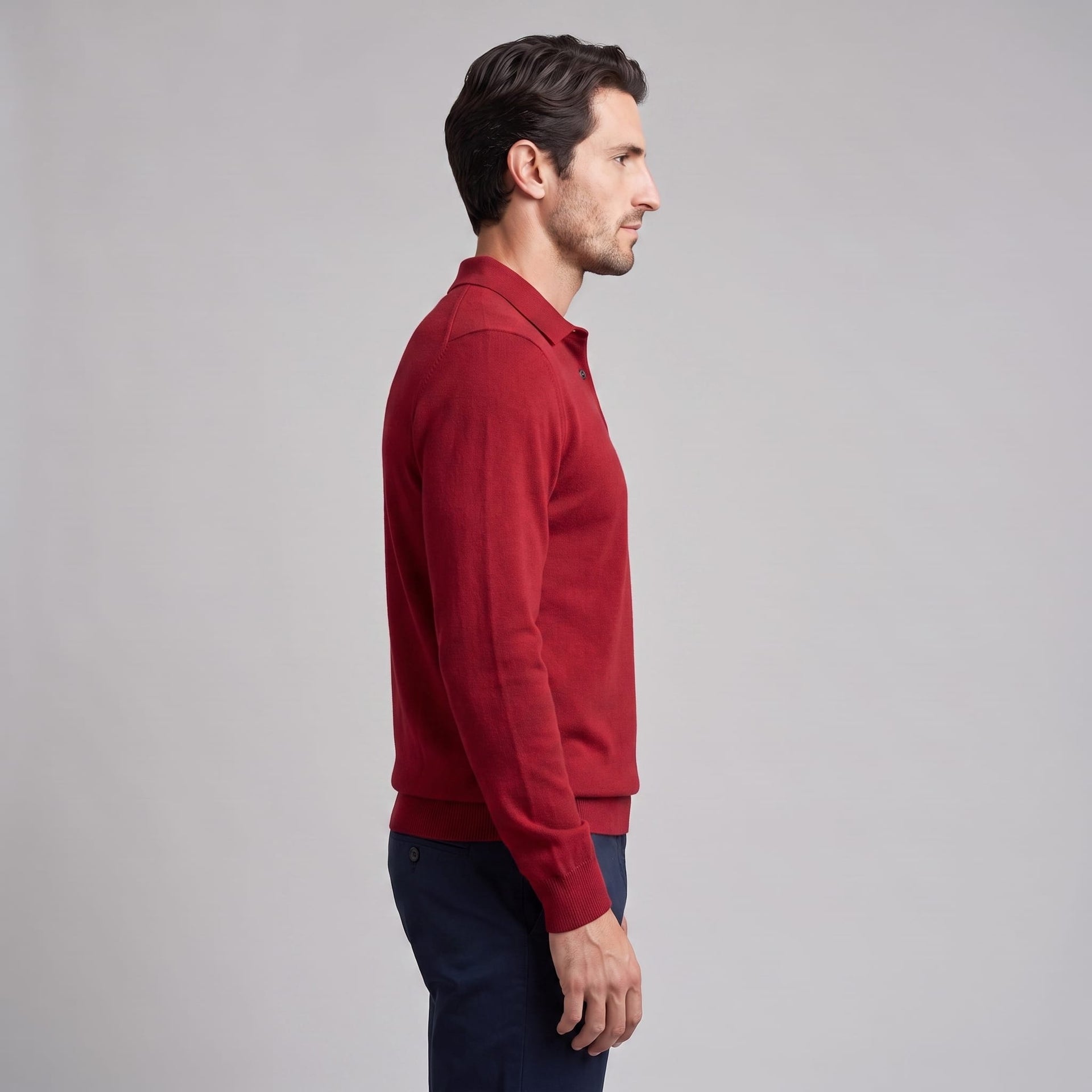 Herren Wollpoloshirt Langarm mit Knopfleiste | Tilman