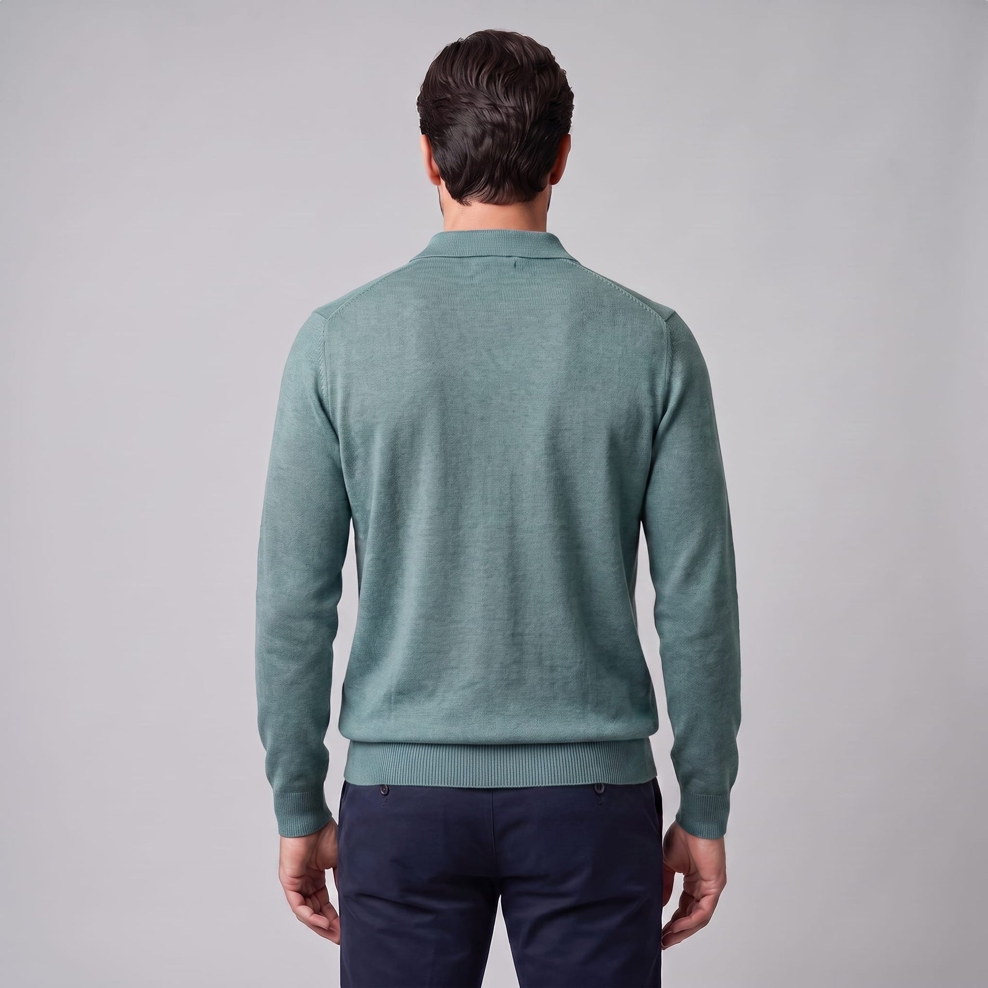 Herren Wollpoloshirt Langarm mit Knopfleiste | Tilman