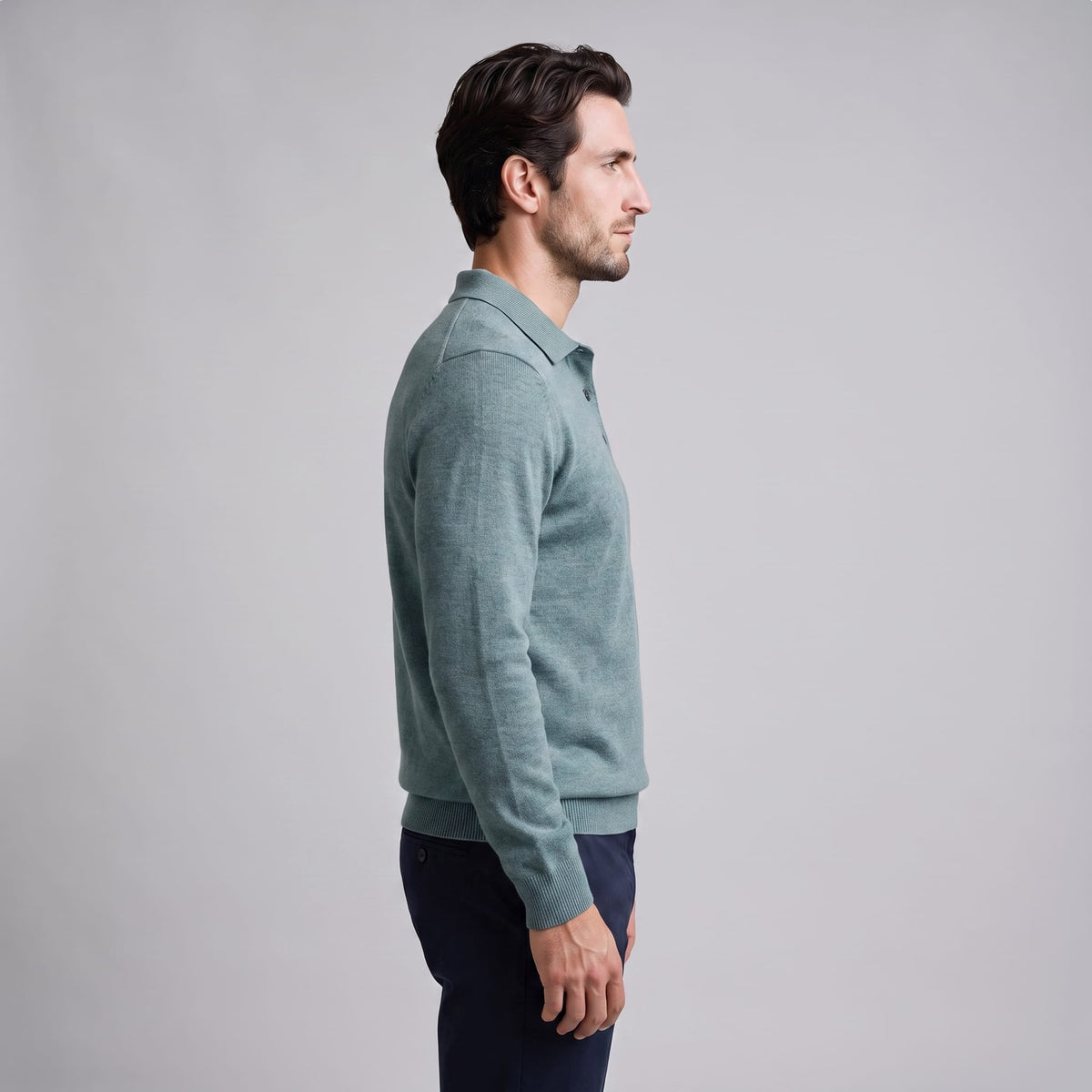Herren Wollpoloshirt Langarm mit Knopfleiste | Tilman