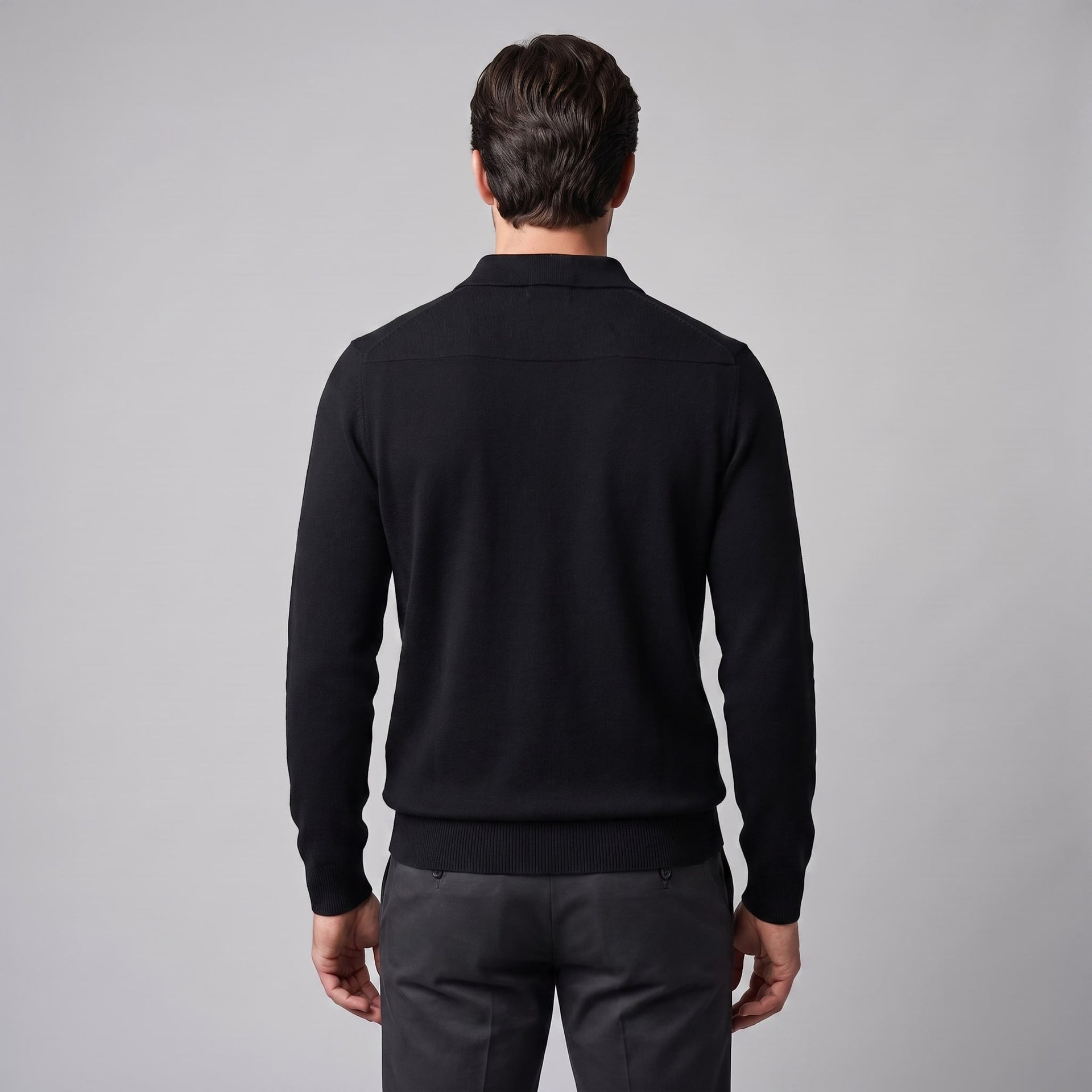 Herren Wollpoloshirt Langarm mit Knopfleiste | Tilman