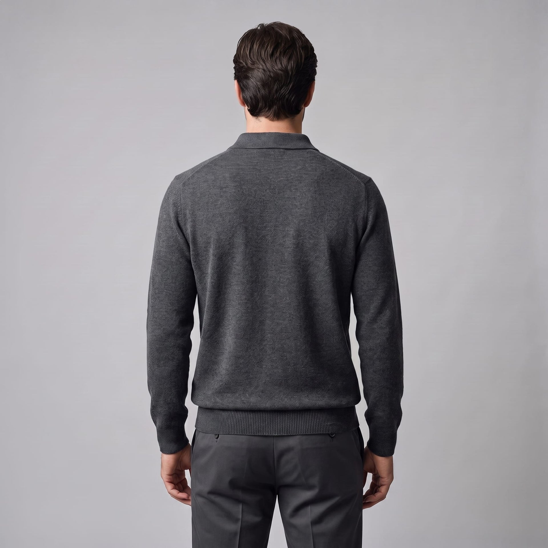 Herren Wollpoloshirt Langarm mit Knopfleiste | Tilman