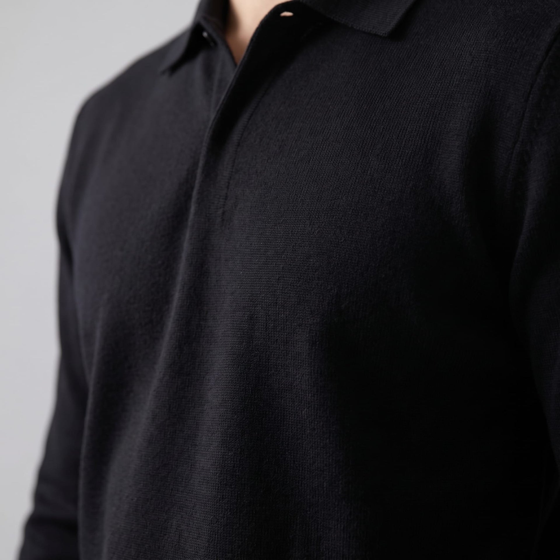 Herren Wollpoloshirt Langarm mit Knopfleiste | Tilman