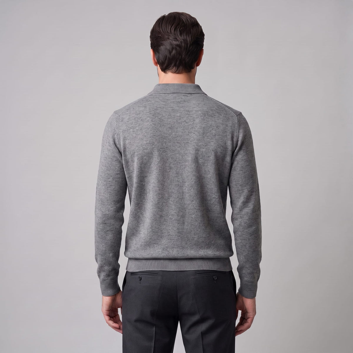 Herren Wollpoloshirt Langarm mit Knopfleiste | Tilman