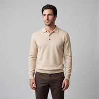 Herren Wollpoloshirt Langarm mit Knopfleiste | Tilman