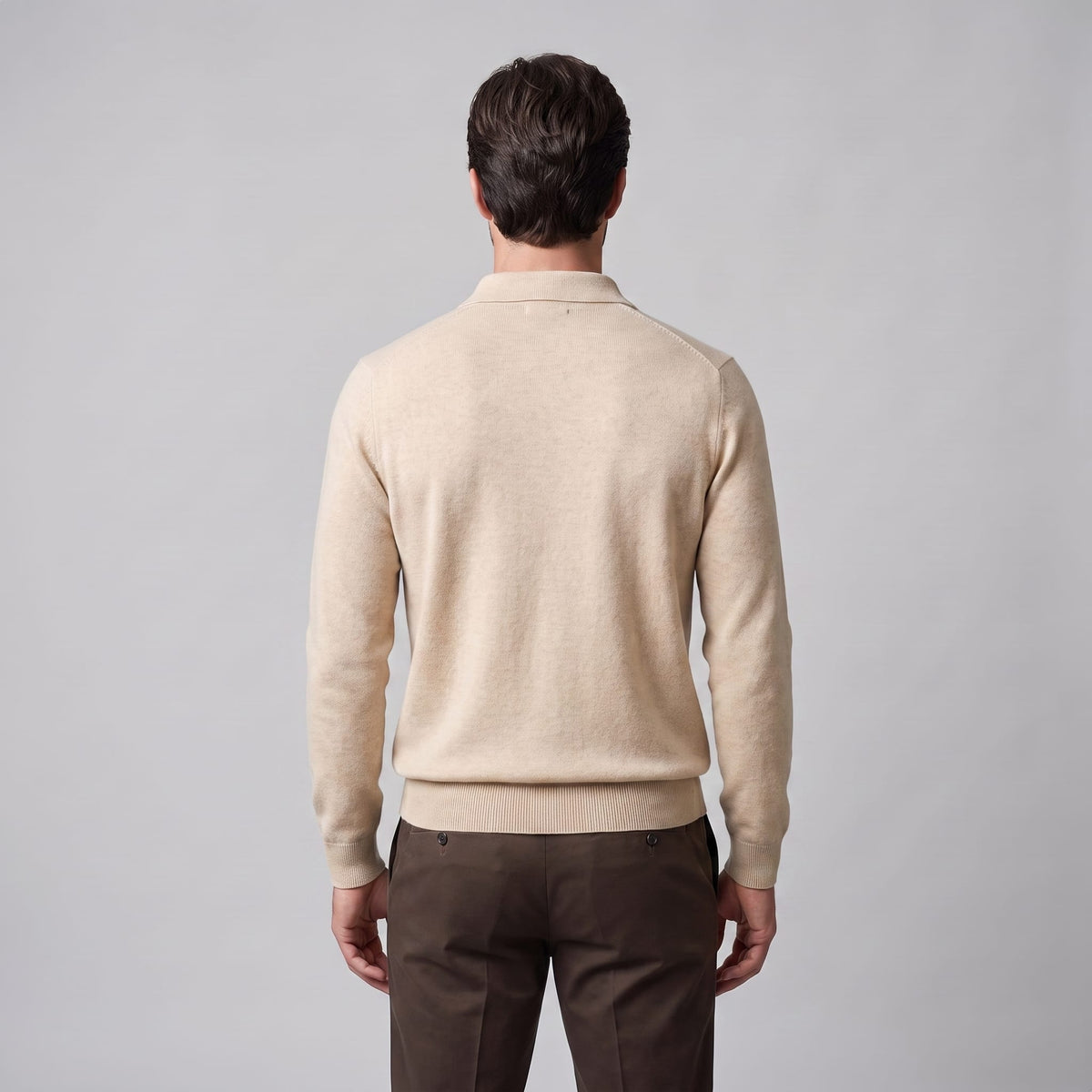 Herren Wollpoloshirt Langarm mit Knopfleiste | Tilman