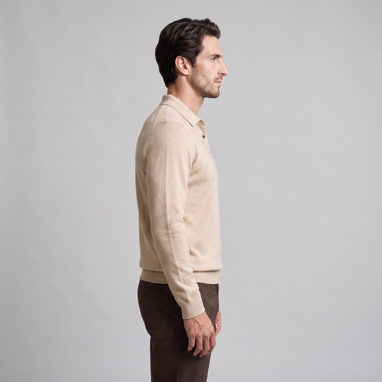 Herren Wollpoloshirt Langarm mit Knopfleiste | Tilman_39