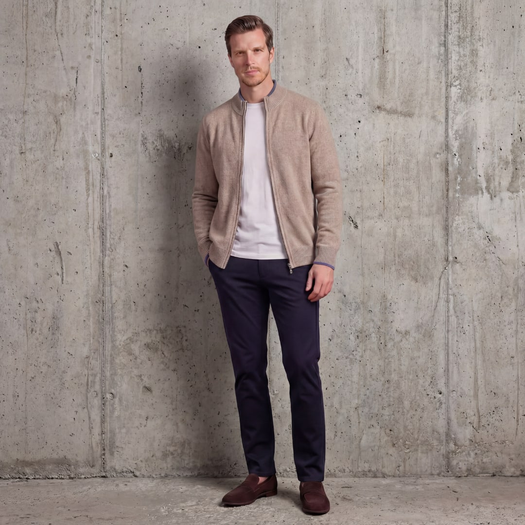 Herren Strickjacke mit Reißverschluss und Stehkragen | Arno