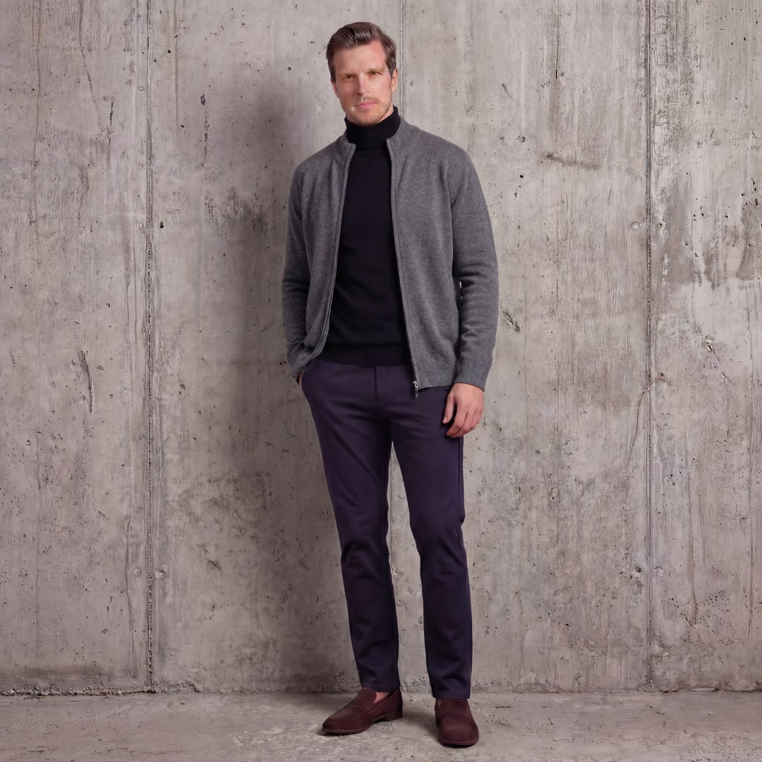 Herren Strickjacke mit Reißverschluss und Stehkragen | Arno