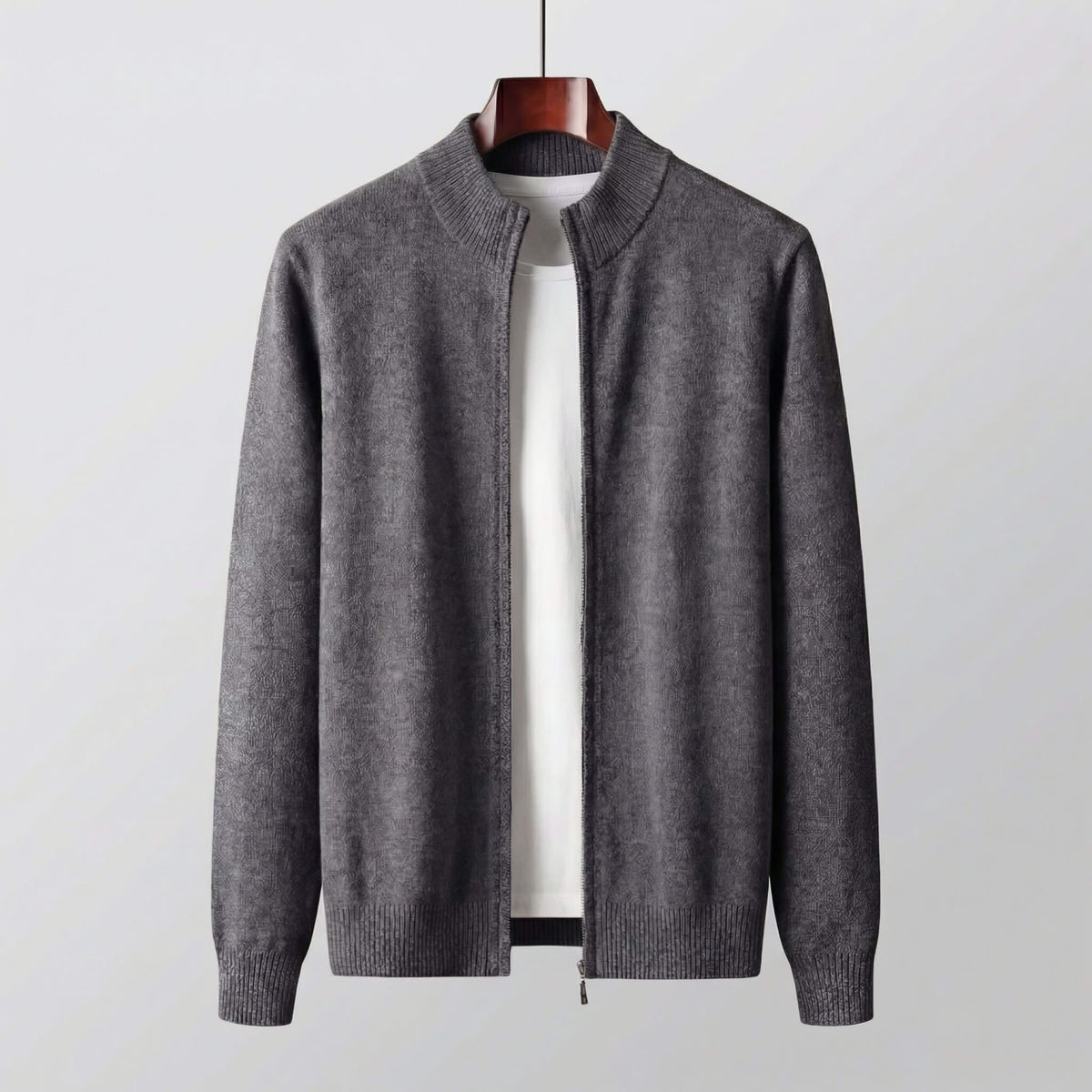 Herren Strickjacke mit Reißverschluss und Stehkragen | Arno