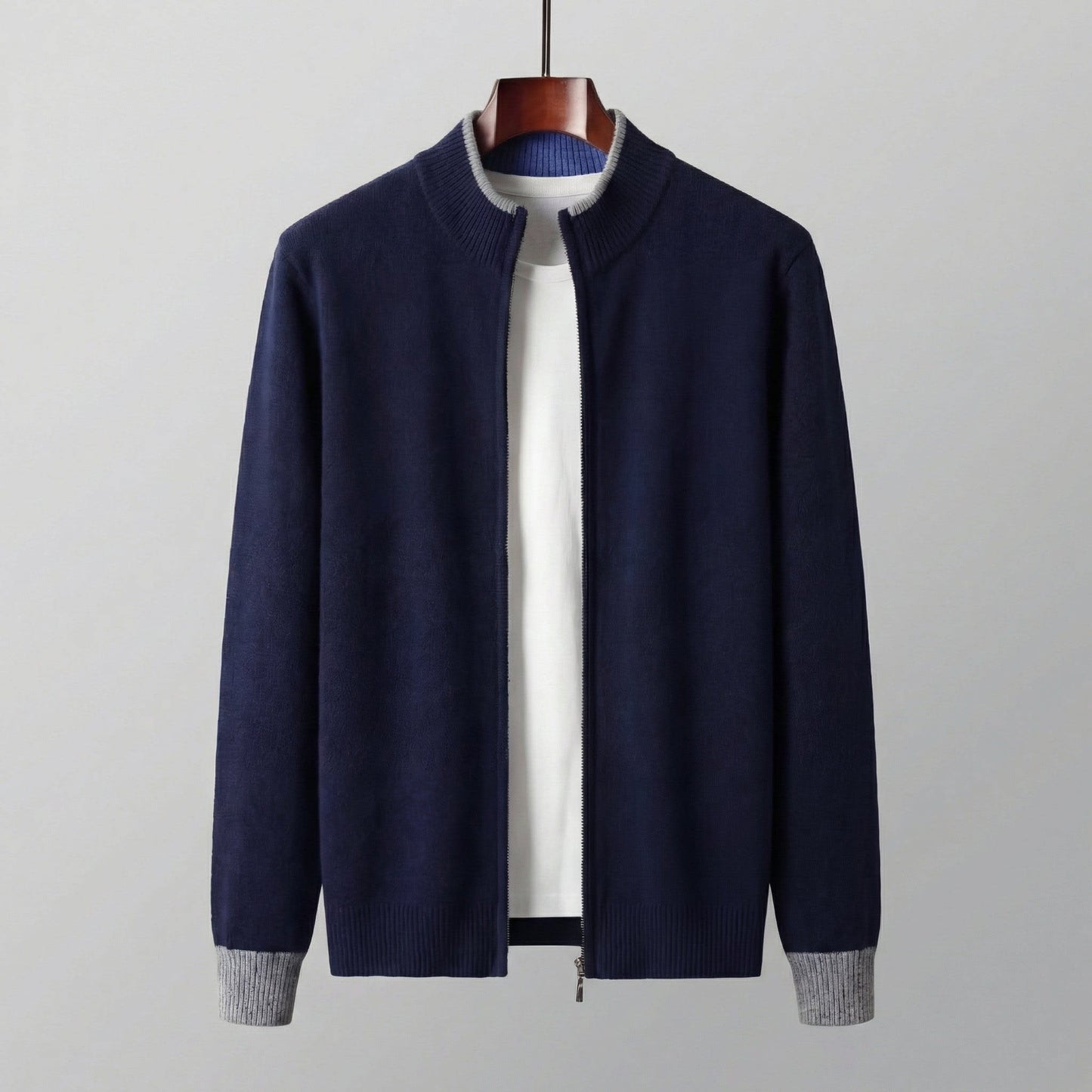 Herren Strickjacke mit Reißverschluss und Stehkragen | Arno_7