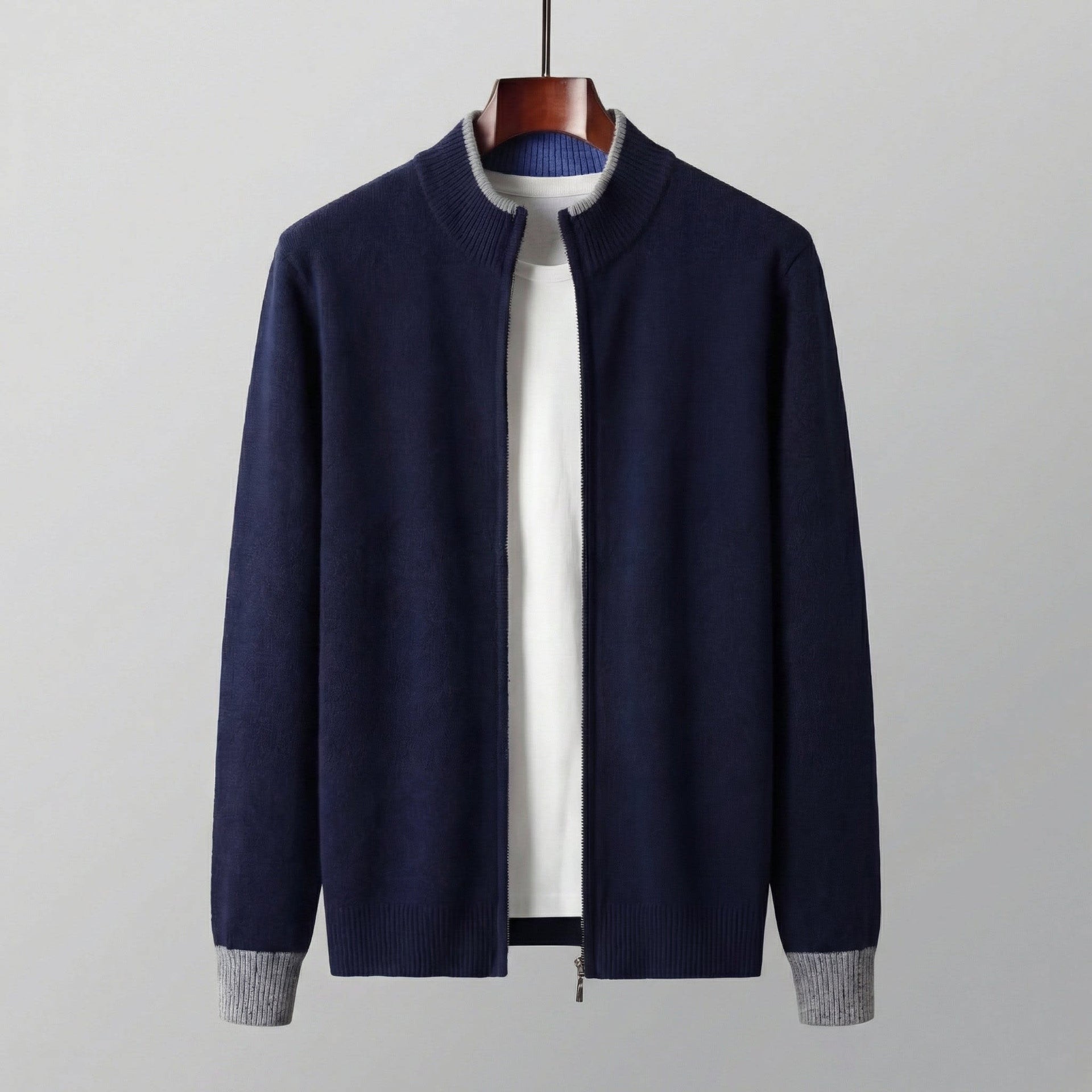Herren Strickjacke mit Reißverschluss und Stehkragen | Arno
