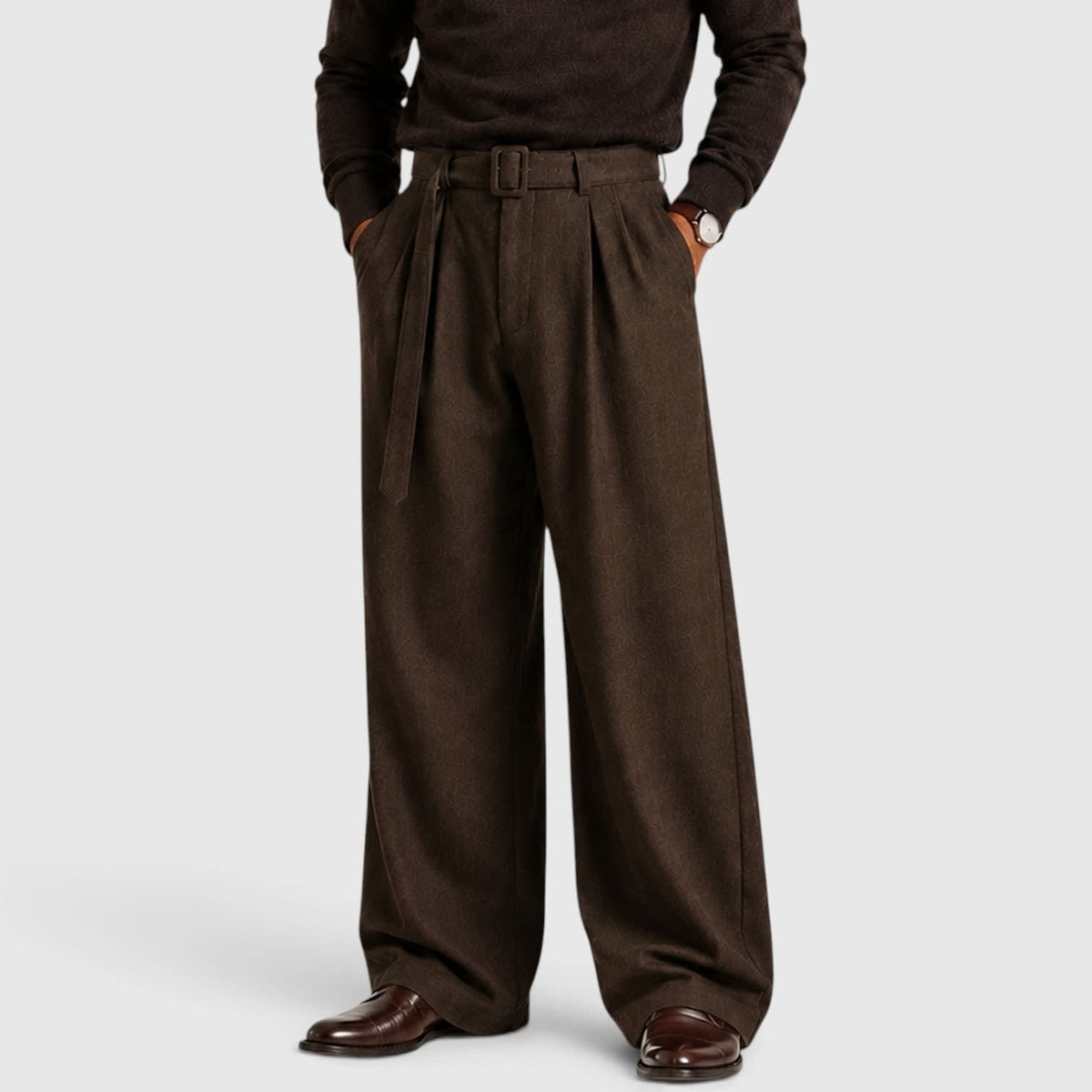 Herren Bundfaltenhose mit Stoffgürtel | Felix