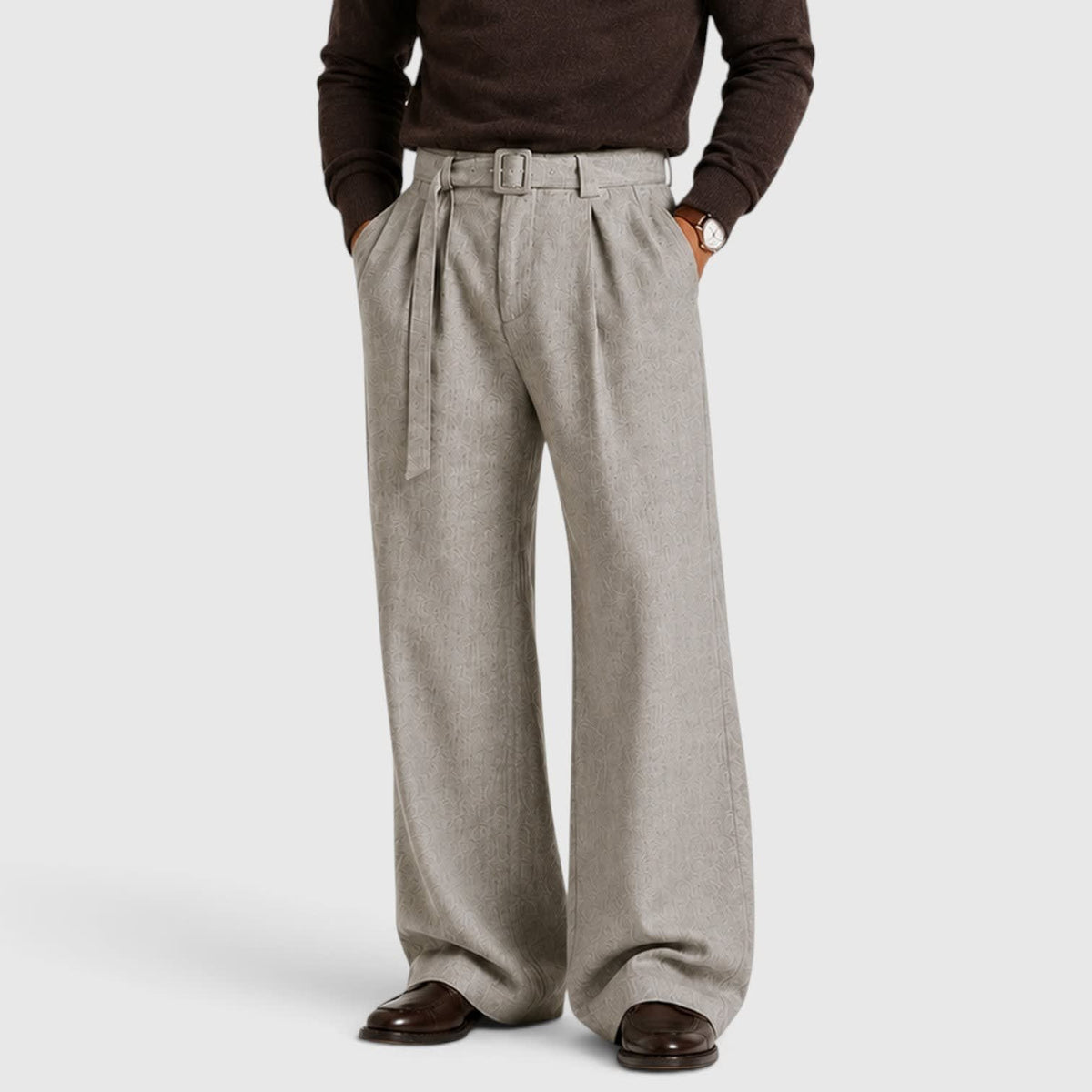 Herren Bundfaltenhose mit Stoffgürtel | Felix