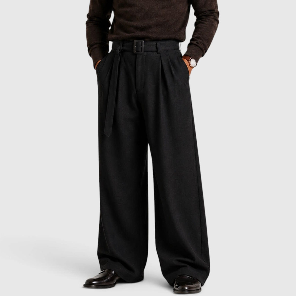 Herren Bundfaltenhose mit Stoffgürtel | Felix